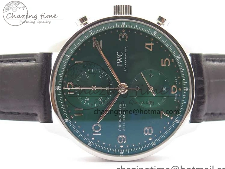 MIROTIME 0421 Elegant Portuguese IW371615 ZF 1:1 Best Edition SS Green Dial on Black Leather Strap A96355 V 7081